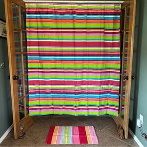 EUC - Stripped Shower Curtain & Bath Mat